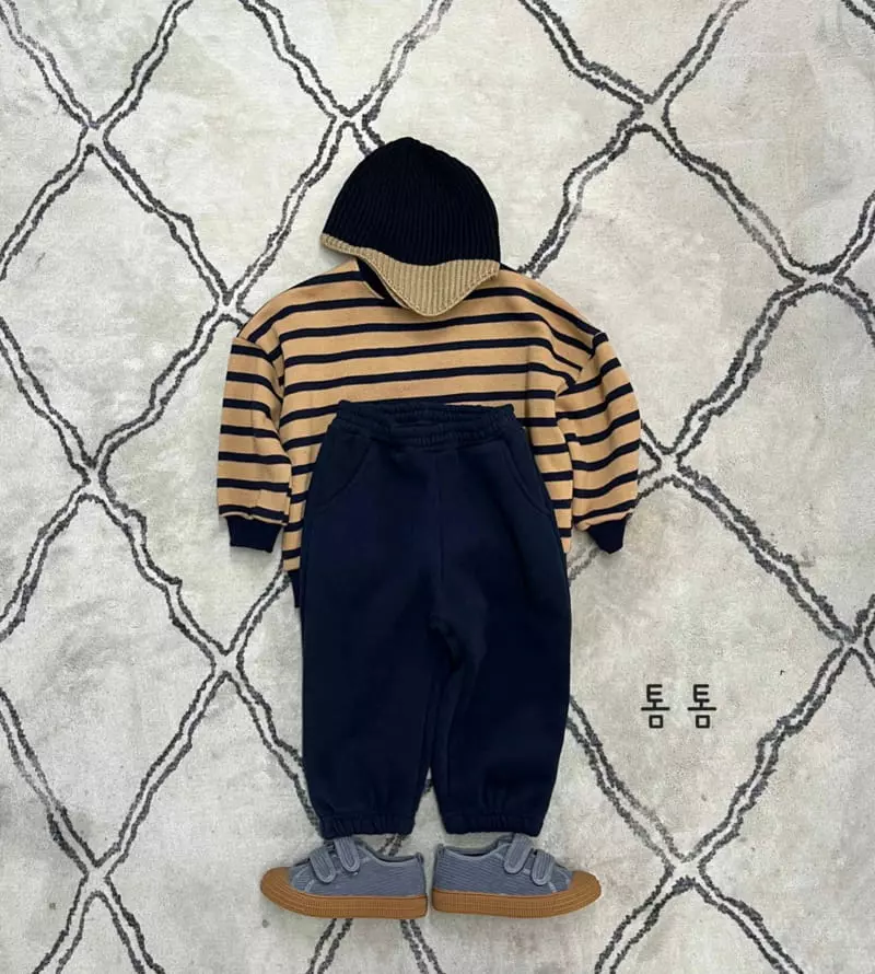 Tom Tom - Korean Children Fashion - #childofig - Morden Stripes Top Bottom Set - 3