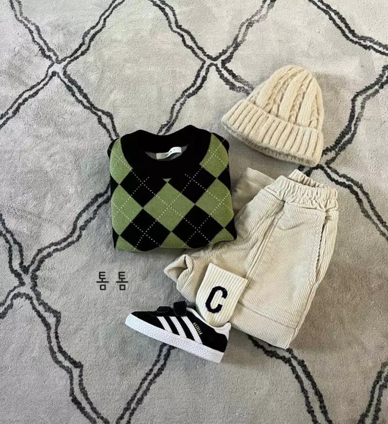 Tom Tom - Korean Children Fashion - #childrensboutique - Argyle Jacquard Knit Tee - 8