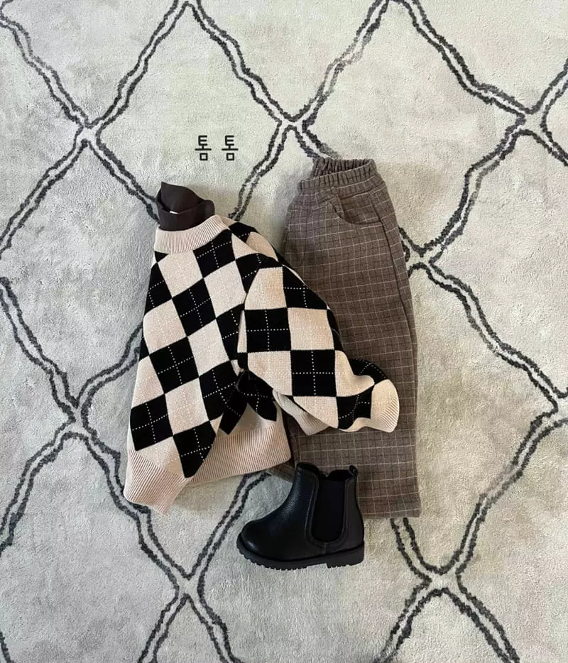 Tom Tom - Korean Children Fashion - #fashionkids - Argyle Jacquard Knit Tee - 11