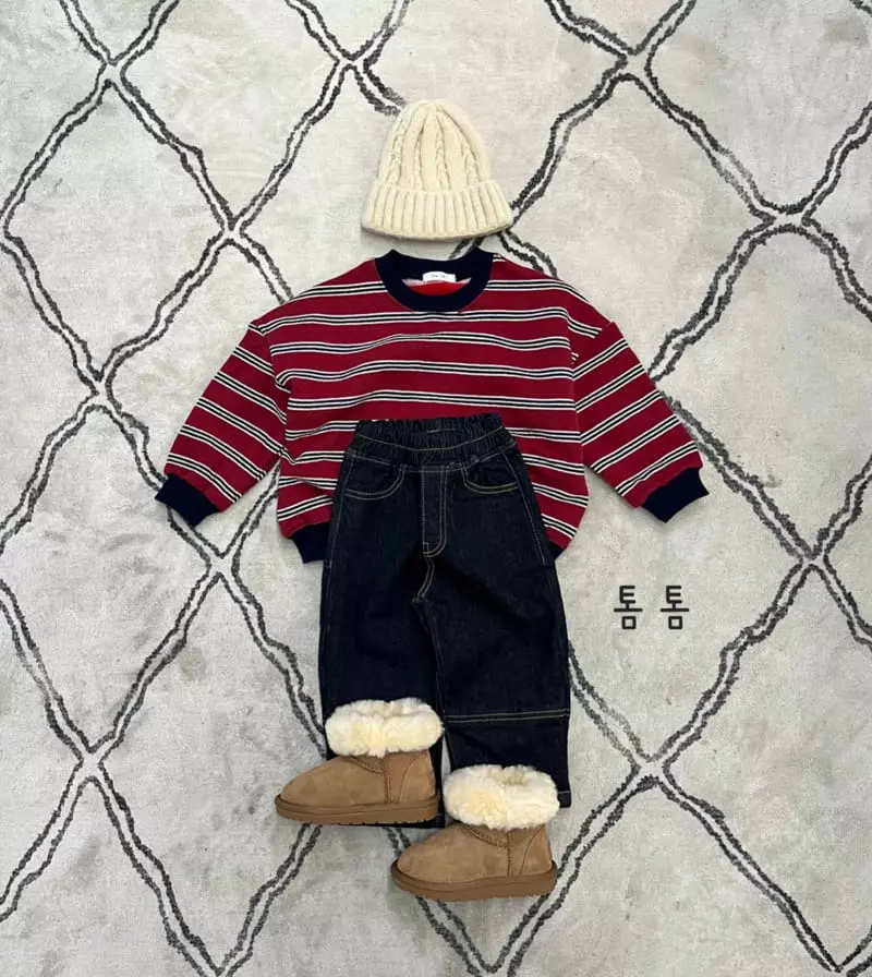 Tom Tom - Korean Children Fashion - #fashionkids - Vintage Stripes Sweatshirt