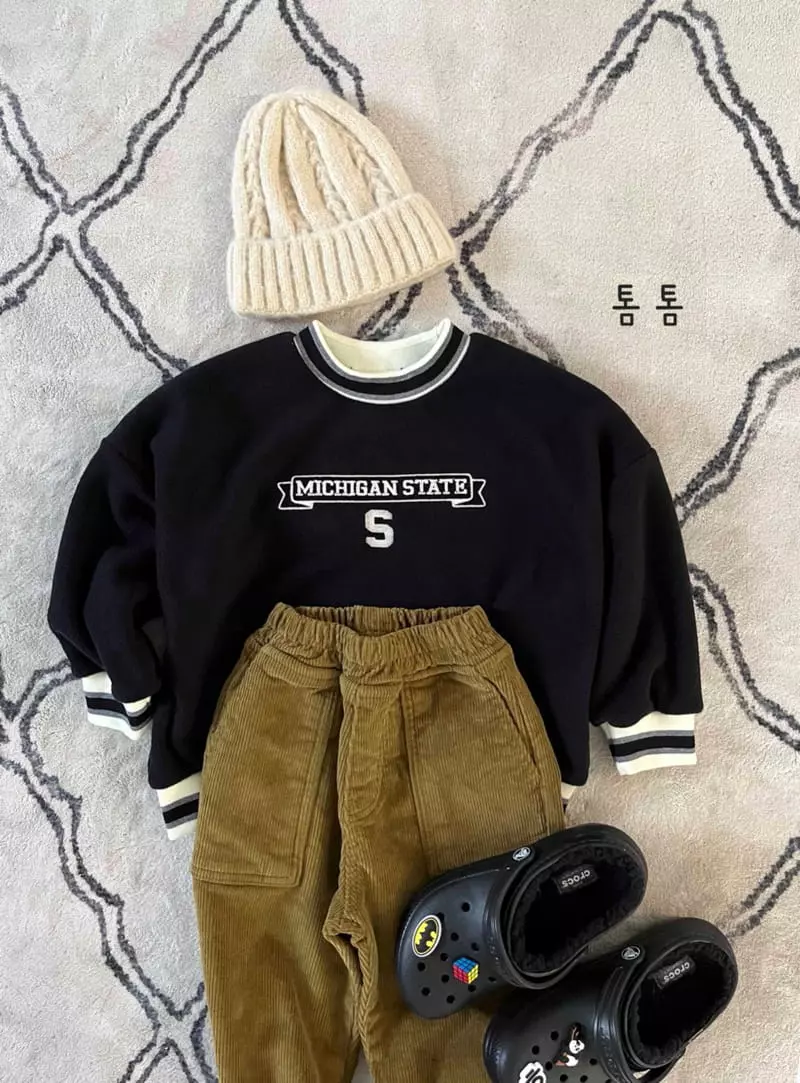 Tom Tom - Korean Children Fashion - #kidsshorts - Fleece Embrodiery Sweatshirt - 6