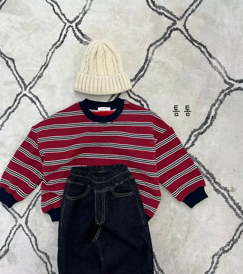 Tom Tom - Korean Children Fashion - #kidsshorts - Vintage Stripes Sweatshirt - 2