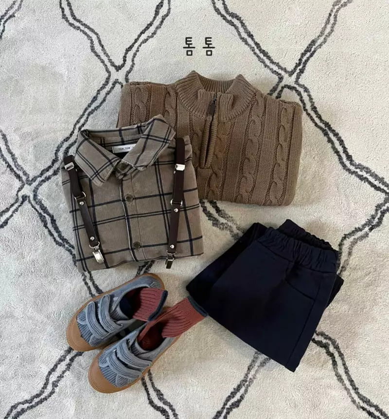 Tom Tom - Korean Children Fashion - #kidzfashiontrend - Rib Check Shirt
