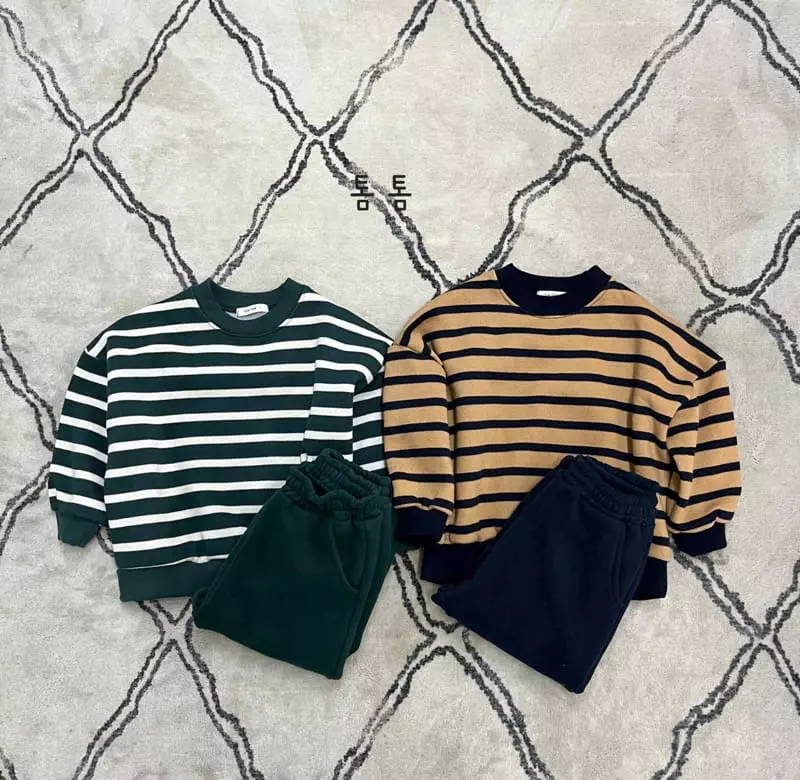 Tom Tom - Korean Children Fashion - #minifashionista - Morden Stripes Top Bottom Set
