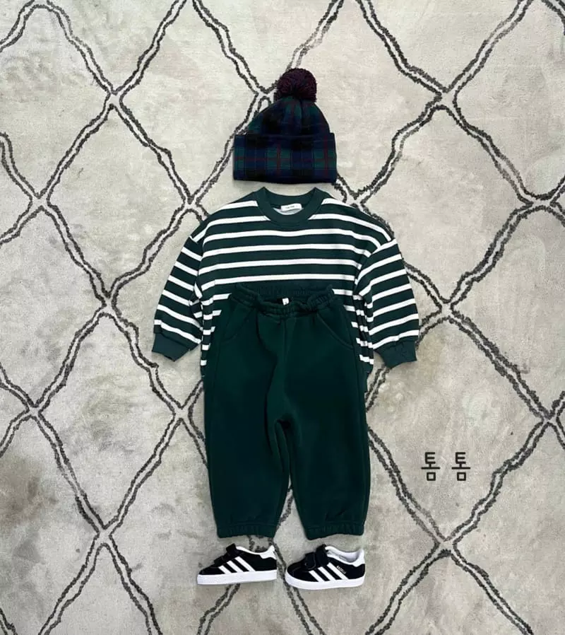 Tom Tom - Korean Children Fashion - #prettylittlegirls - Morden Stripes Top Bottom Set - 2