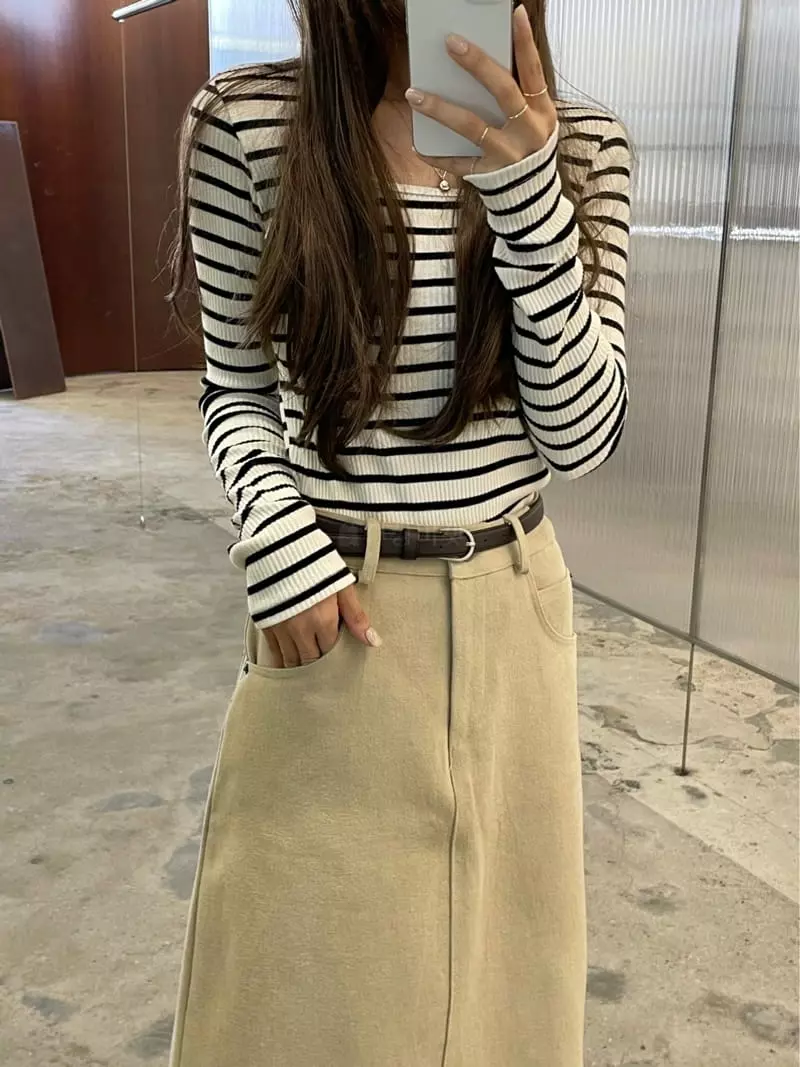 Und - Korean Women Fashion - #momslook - Peach Twill Skirt - 11