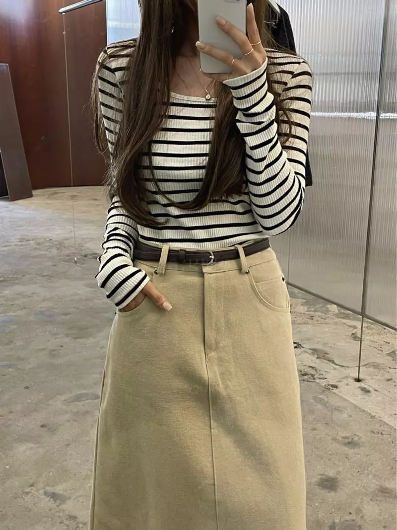 Und - Korean Women Fashion - #momslook - Stripes Tee