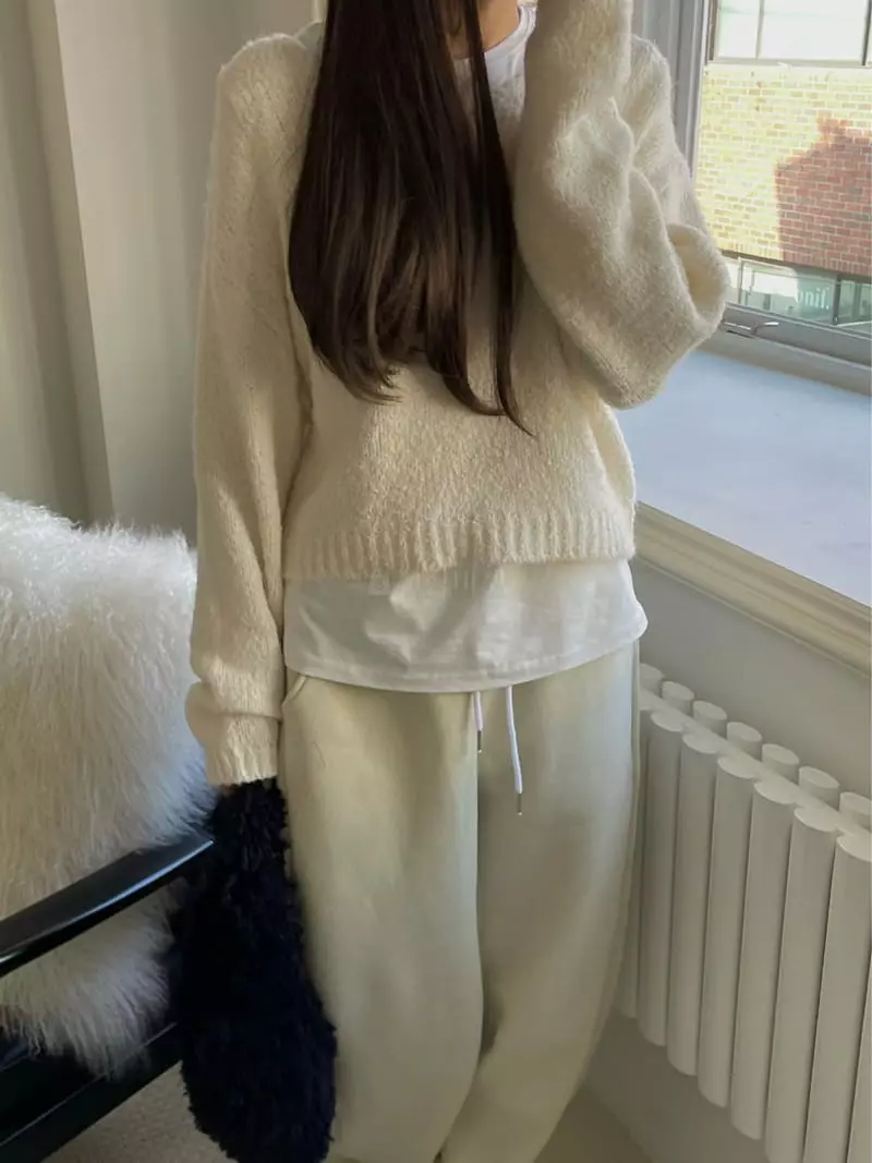 Und - Korean Women Fashion - #vintagekidsstyle - V Neck Knit Tee - 2