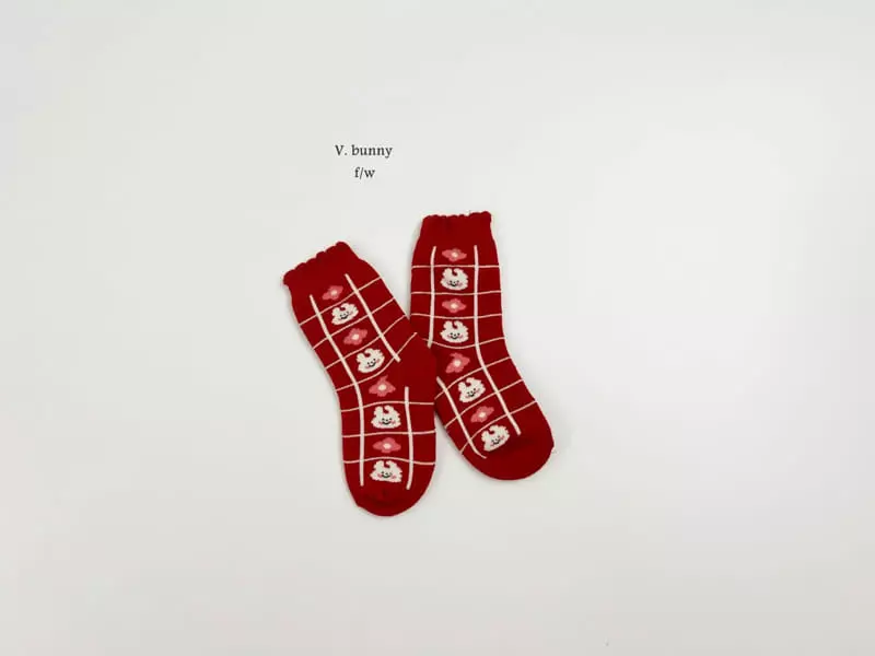 V Bunny - Korean Children Fashion - #kidzfashiontrend - Red Velvet Socks Set - 4