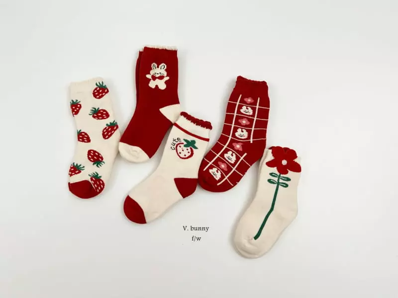 V Bunny - Korean Children Fashion - #childofig - Red Velvet Socks Set - 12
