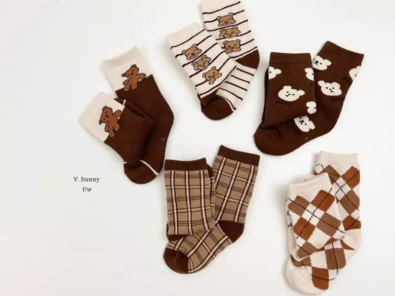 V Bunny - Korean Children Fashion - #childofig - Ggaggung Socks Set - 11