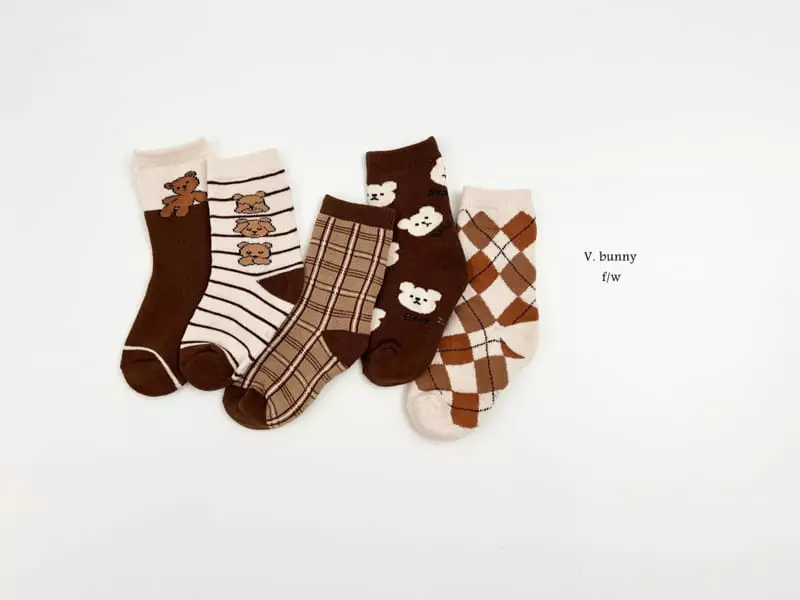 V Bunny - Korean Children Fashion - #childrensboutique - Ggaggung Socks Set - 12