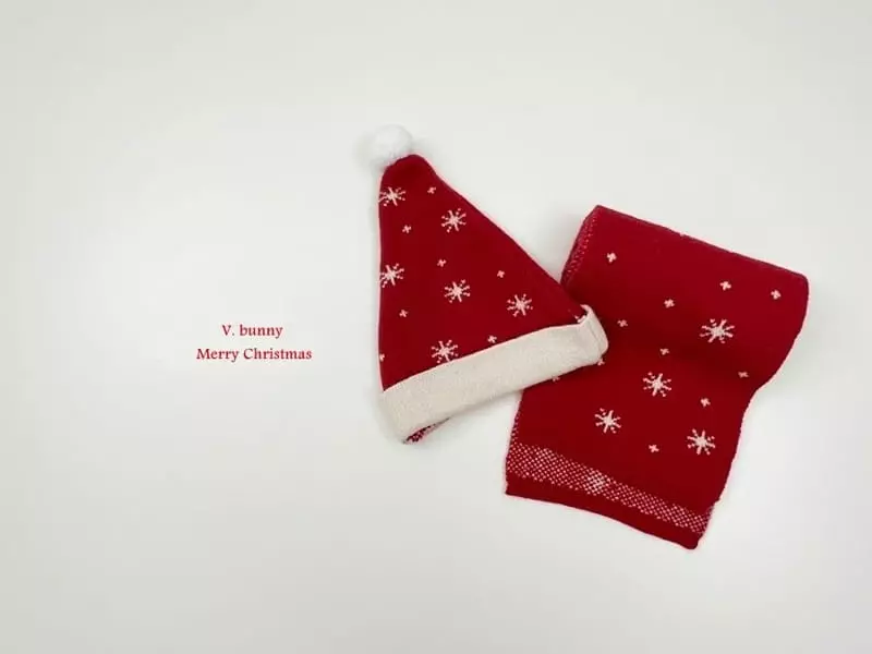 V Bunny - Korean Children Fashion - #designkidswear - Snow Flower Muffler Hat Set