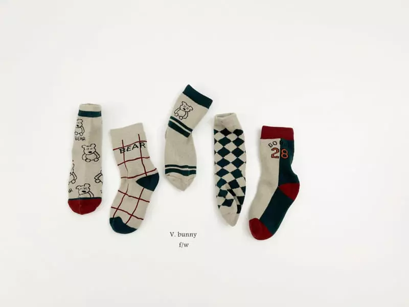 V Bunny - Korean Children Fashion - #discoveringself - 28 Socks Set - 12