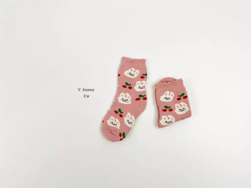 V Bunny - Korean Children Fashion - #fashionkids - Pink Rabbit Socks Set - 4