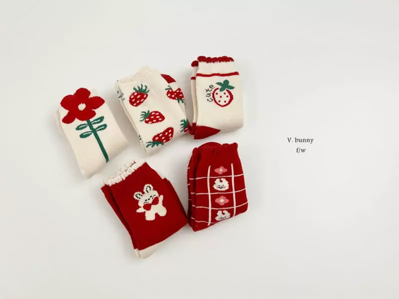 V Bunny - Korean Children Fashion - #kidsshorts - Red Velvet Socks Set