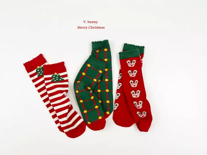 V Bunny - Korean Children Fashion - #kidsshorts - Tree Socks Set - 8