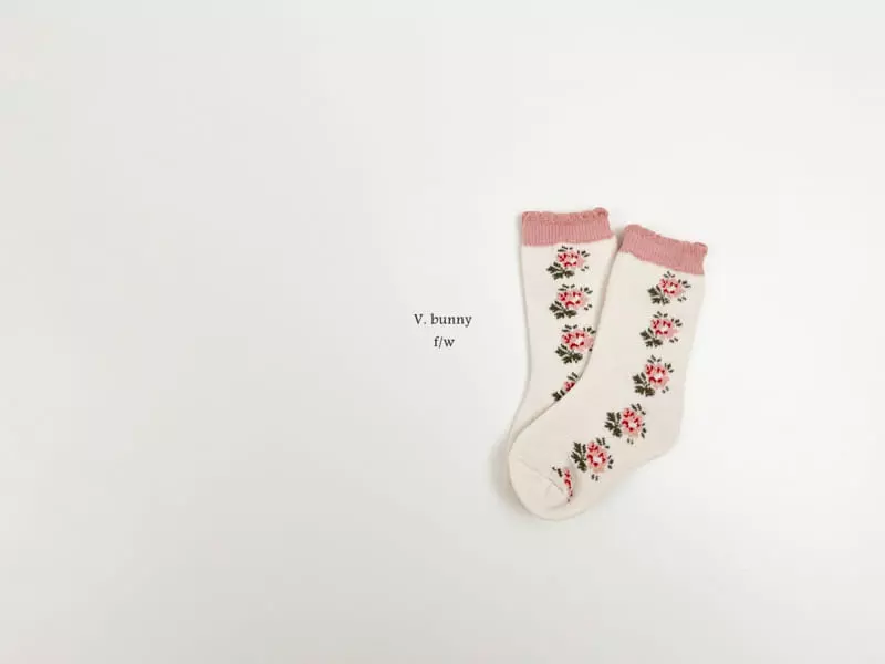 V Bunny - Korean Children Fashion - #minifashionista - Pink Rabbit Socks Set - 10