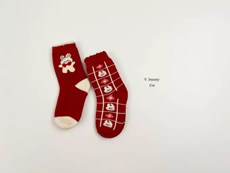 V Bunny - Korean Children Fashion - #prettylittlegirls - Red Velvet Socks Set - 8