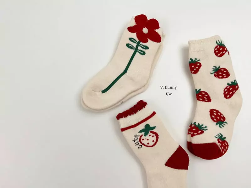 V Bunny - Korean Children Fashion - #stylishchildhood - Red Velvet Socks Set - 11