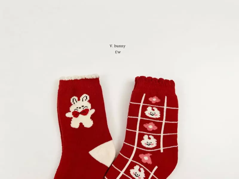 V Bunny - Korean Children Fashion - #todddlerfashion - Red Velvet Socks Set - 9