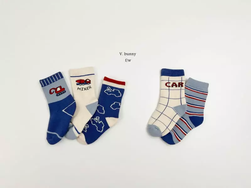 V Bunny - Korean Children Fashion - #toddlerclothing - Poclain Socks Set - 12