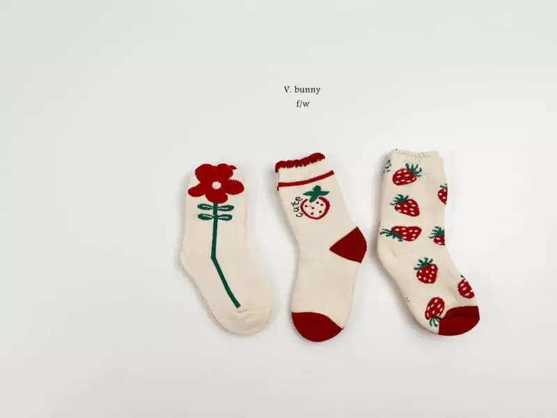 V Bunny - Korean Children Fashion - #toddlerclothing - Red Velvet Socks Set - 10