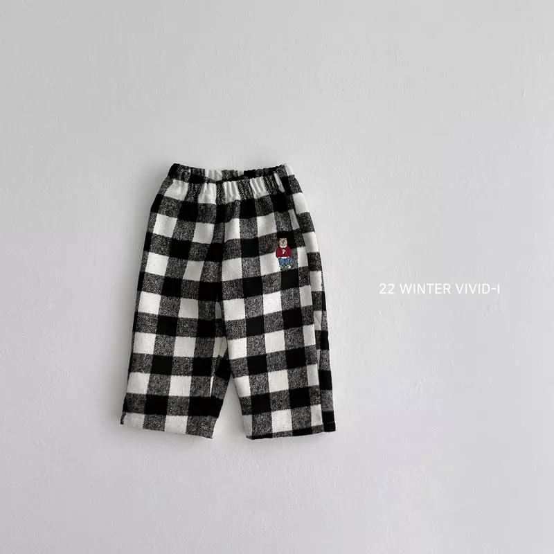 Vivid I - Korean Children Fashion - #littlefashionista - Bear Check Pants - 3