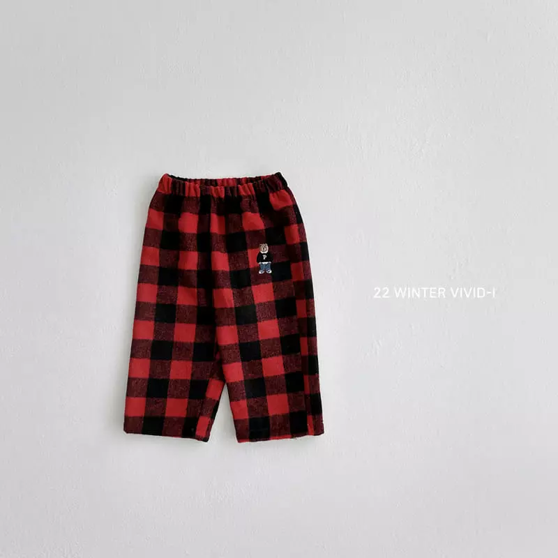 Vivid I - Korean Children Fashion - #littlefashionista - Bear Check Pants - 4