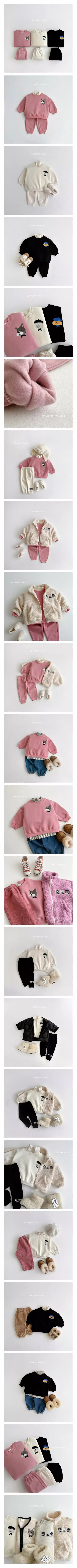 Vivid I - Korean Children Fashion - #prettylittlegirls - Puppy Emvbrodiery Top Bottom Set