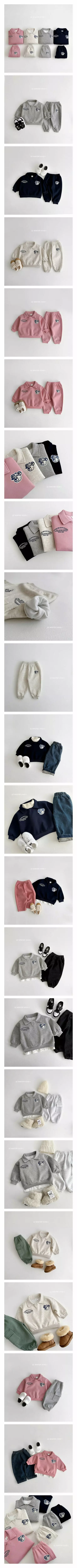 Vivid I - Korean Children Fashion - #todddlerfashion - Bear V Collar Top Bottom Set