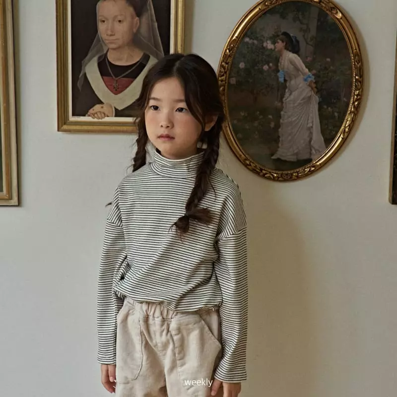 Weekly - Korean Children Fashion - #childofig - Moi Half Turtleneck Tee Stripes - 7