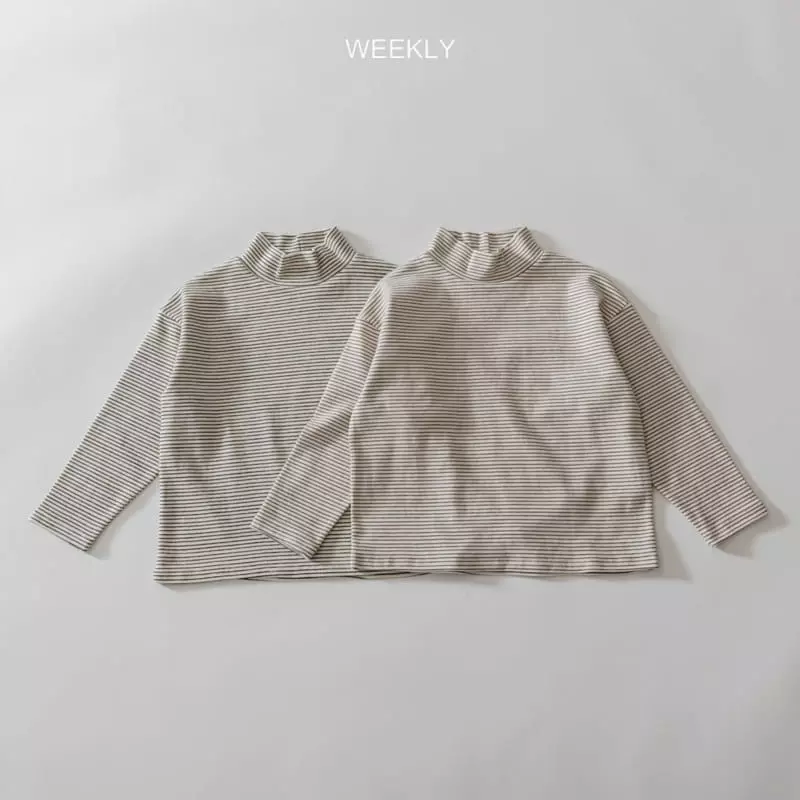 Weekly - Korean Children Fashion - #discoveringself - Moi Half Turtleneck Tee Stripes - 10