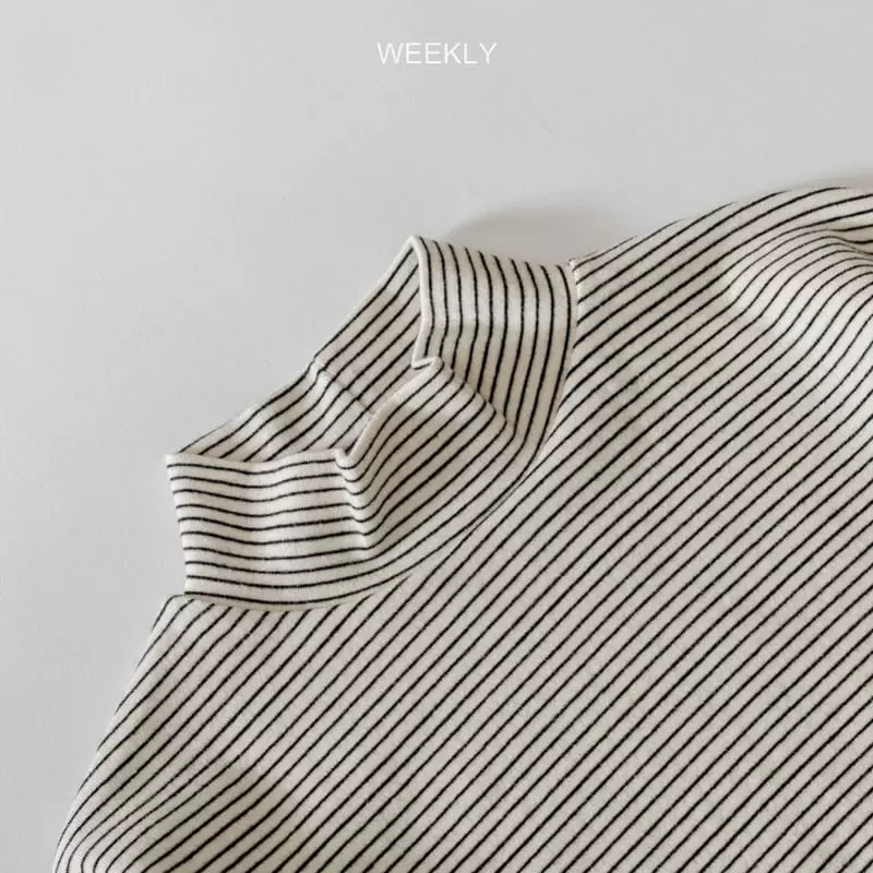 Weekly - Korean Children Fashion - #fashionkids - Moi Half Turtleneck Tee Stripes - 11