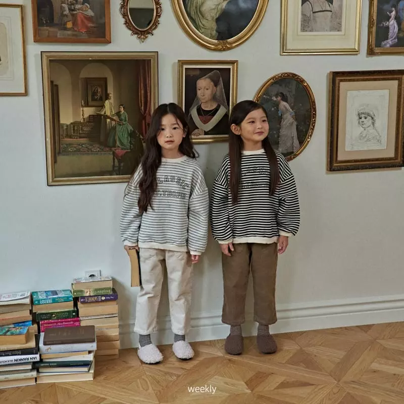 Weekly - Korean Children Fashion - #kidzfashiontrend - Lettering Stripes Sweatshirt - 2