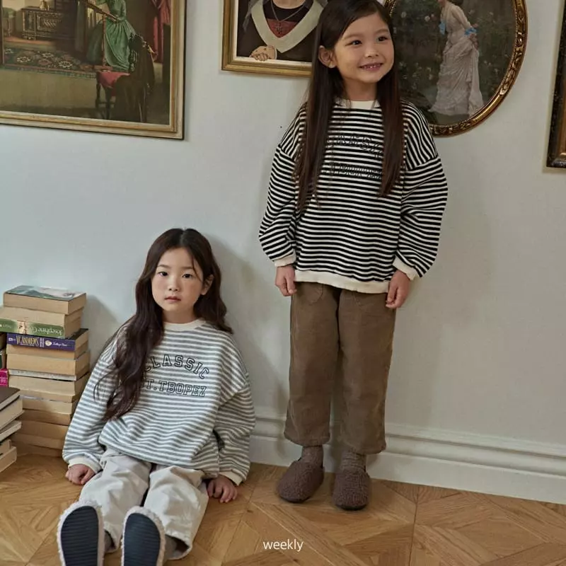 Weekly - Korean Children Fashion - #Kfashion4kids - Lettering Stripes Sweatshirt - 4