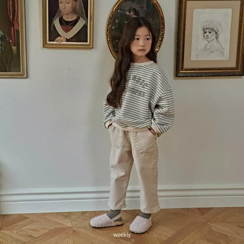 Weekly - Korean Children Fashion - #minifashionista - Lettering Stripes Sweatshirt - 6
