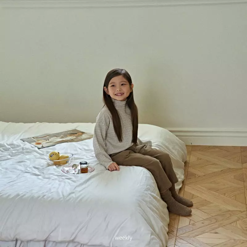 Weekly - Korean Children Fashion - #magicofchildhood - Moi Half Turtleneck Tee Stripes - 4