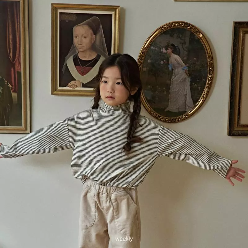Weekly - Korean Children Fashion - #prettylittlegirls - Moi Half Turtleneck Tee Stripes - 5