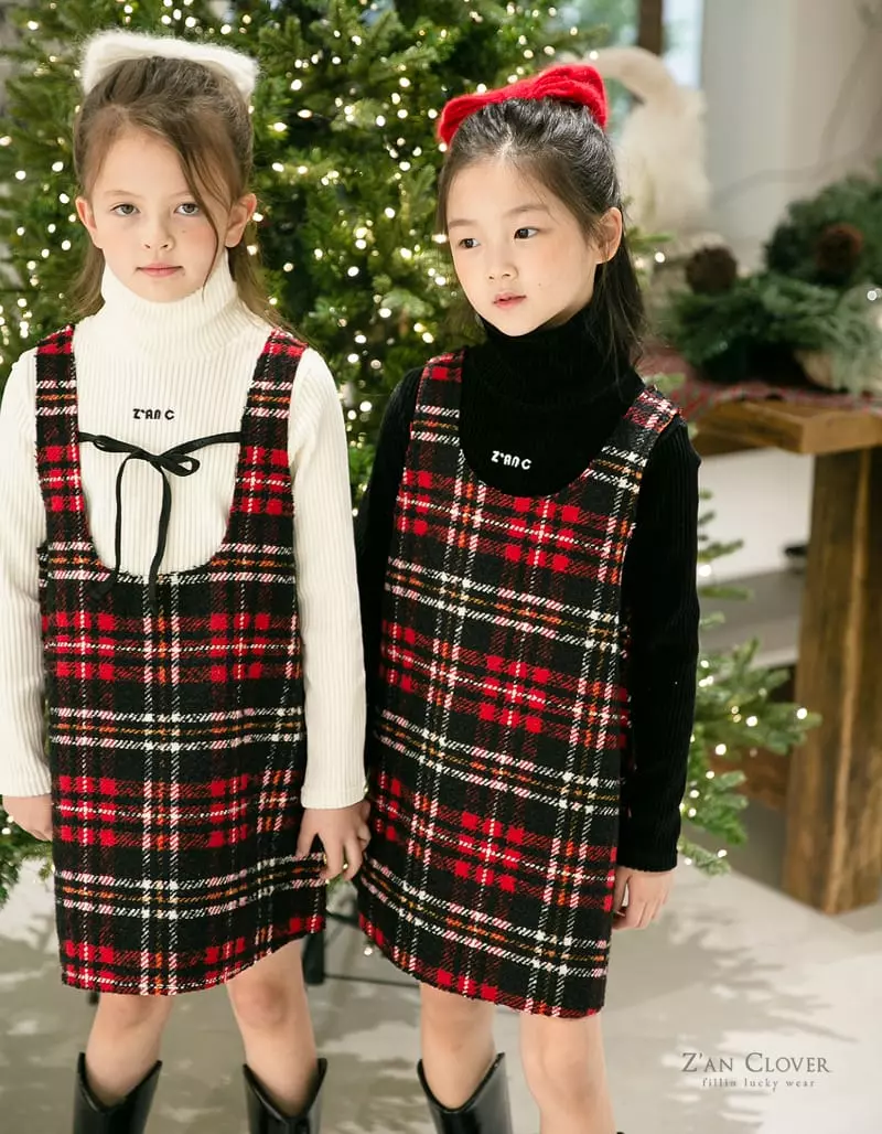 Zan Clover - Korean Children Fashion - #childofig - X Mas Check One-piece - 11