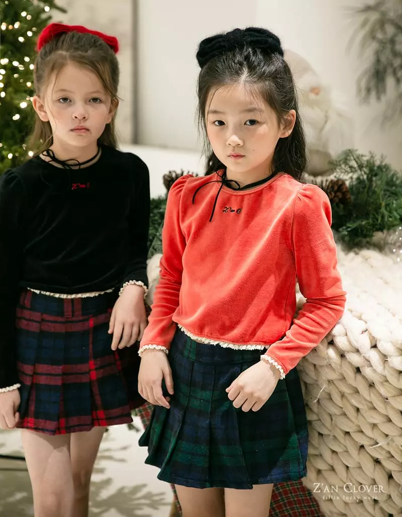 Zan Clover - Korean Children Fashion - #childofig - Veloure Lace Tee - 8