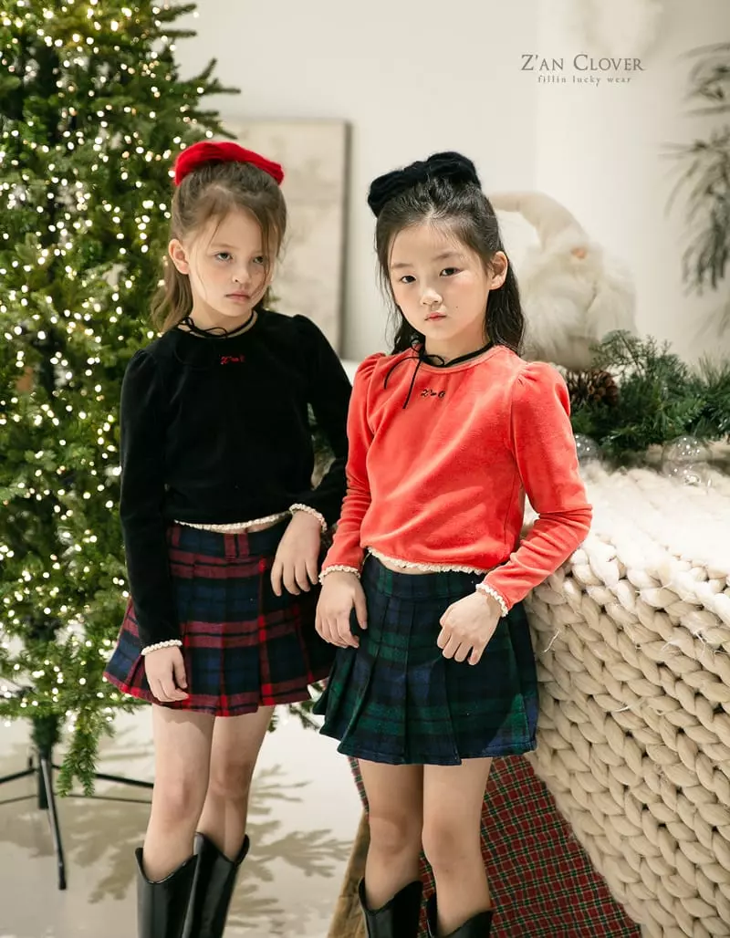 Zan Clover - Korean Children Fashion - #childrensboutique - Veloure Lace Tee - 9