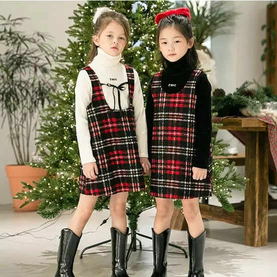 Zan Clover - Korean Children Fashion - #fashionkids - X Mas Check One-piece