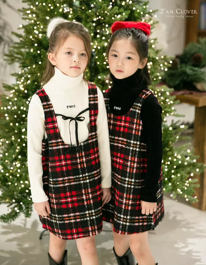 Zan Clover - Korean Children Fashion - #magicofchildhood - X Mas Check One-piece - 7