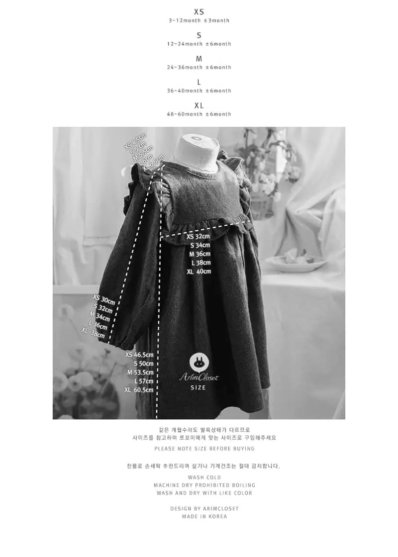 Arim Closet - Korean Baby Fashion - #babygirlfashion - Moody Herringbone Point Big Ribbon One-piece - 3