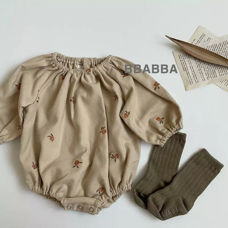 Bbabba - Korean Baby Fashion - #babyfever - Er Flower Embroidery Bodysuit - 2
