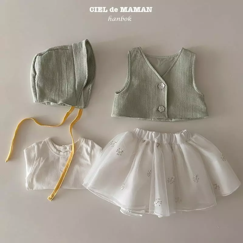 Ciel De Maman - Korean Baby Fashion - #babyclothing - Bebe Flower Cloud Sulbim Hanbok Mint