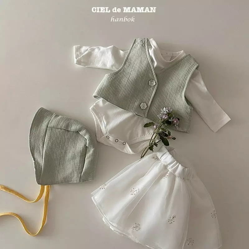 Ciel De Maman - Korean Baby Fashion - #babyfashion - Bebe Flower Cloud Sulbim Hanbok Mint - 2