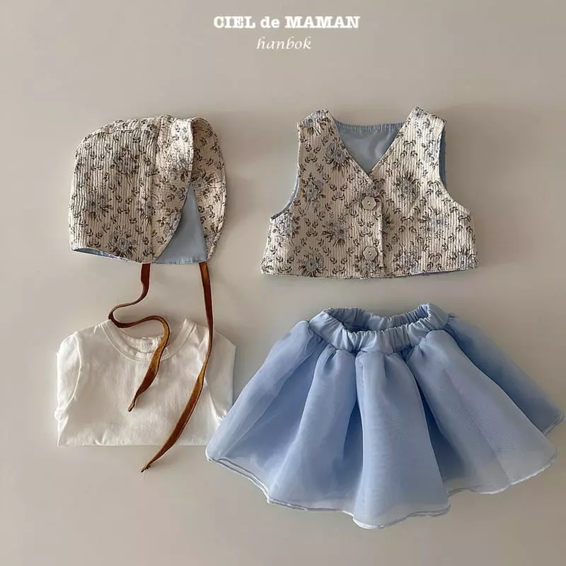 Ciel De Maman - Korean Baby Fashion - #babyfashion - Bebe Flower Cloud Sulbim Hanbok Blue
