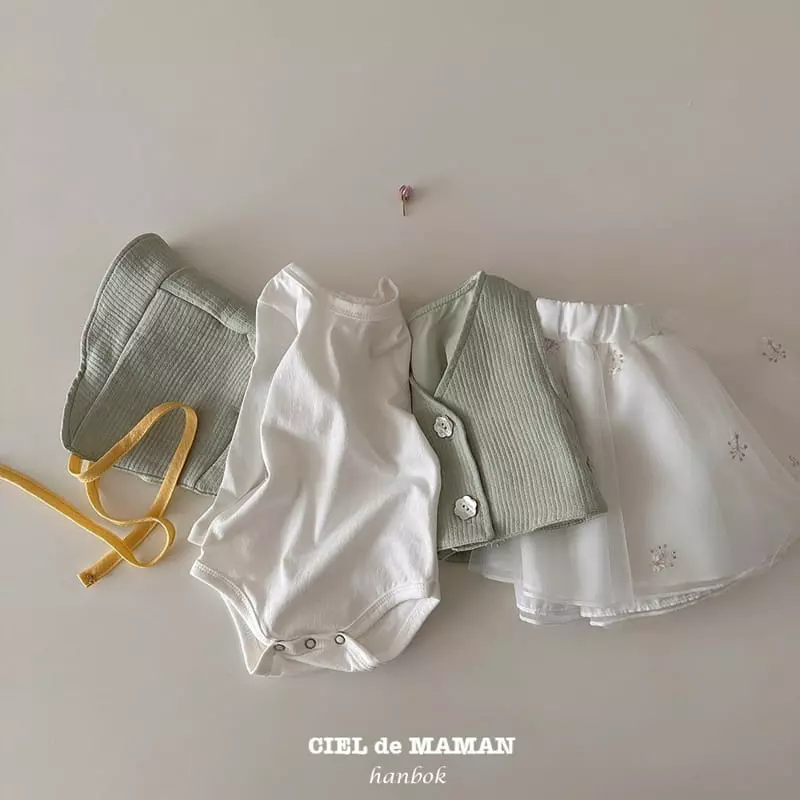 Ciel De Maman - Korean Baby Fashion - #babyfever - Bebe Flower Cloud Sulbim Hanbok Mint - 3